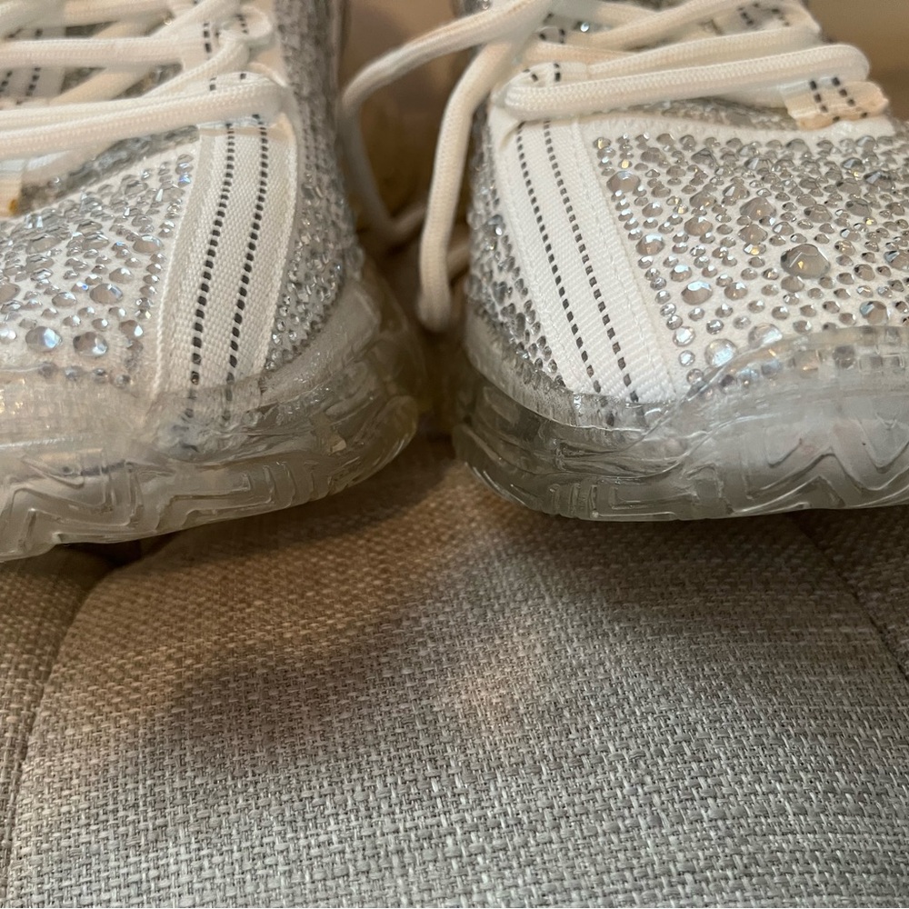 Steve Madden White Rhinestone Sneakers - Picture 3 of 12